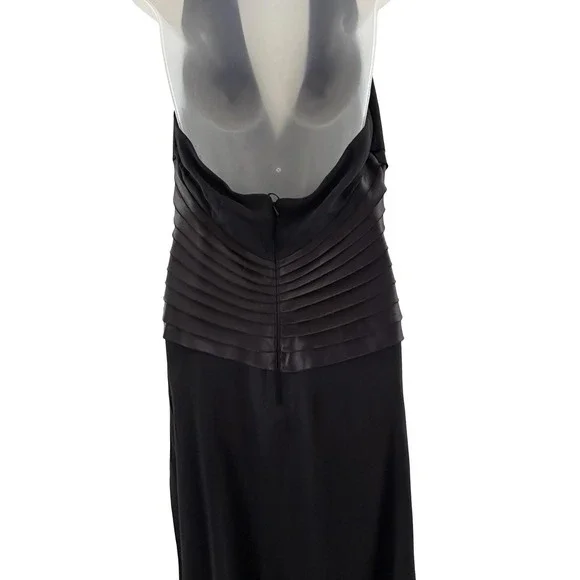 Vintage Tadashi Dress Womens 10 Black Silk Halter Pleated Y2K Gown Whimsigoth - Picture 7 of 16